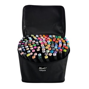 Conjunto Canetas Marcador Colorida Ponta Dupla Kit 120 Cores Estojo Escolar Canetinha