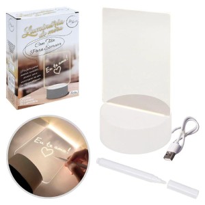 Abajur de Mesa Luminária Led 3D Usb com Tela pra Escrever Decoração Quarto Sala Presente