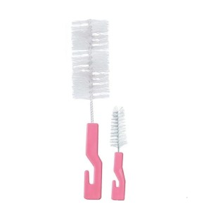 Kit Escova Mamadeira E Bico Higienização Copo Bico 2pcs Rosa